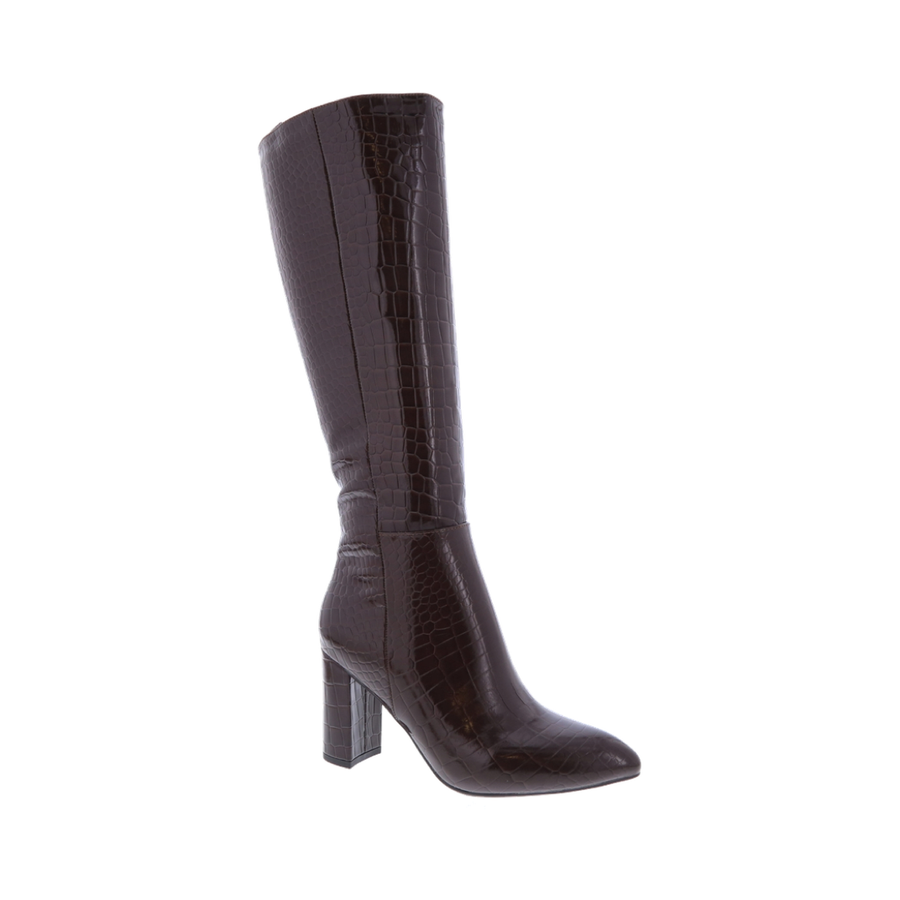 Croc Knee High Dress Boot (BROWN CROC)