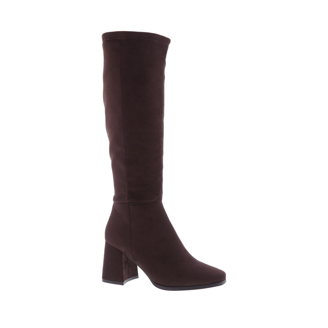 Mid-Block Heel Knee High Dress Boot (BROWN)