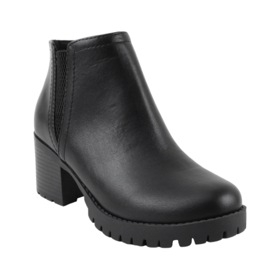 Mid Heel Slip-on Bootie (BLACK)