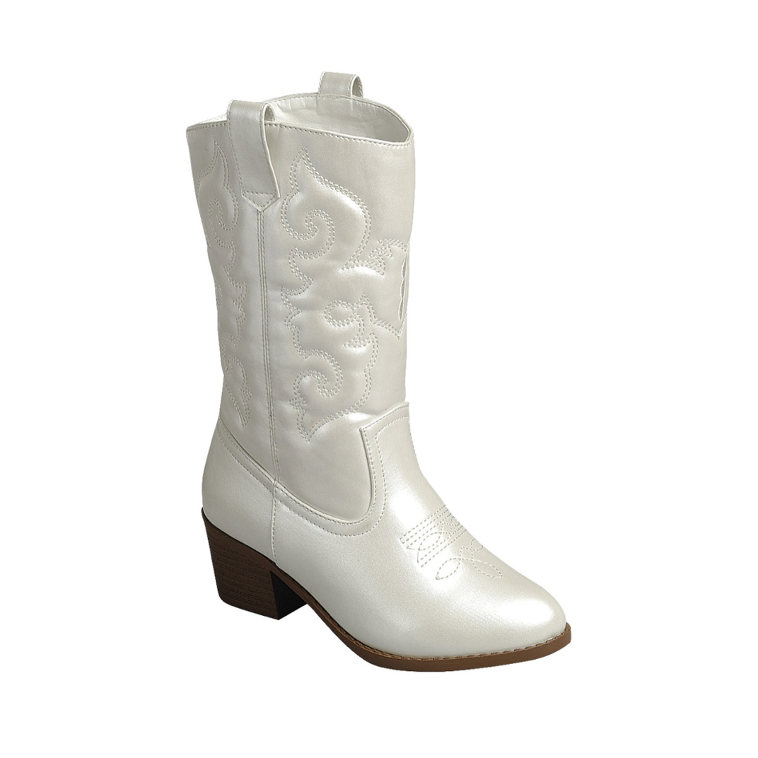 Embroidered Western Kids Boot (IVORY)