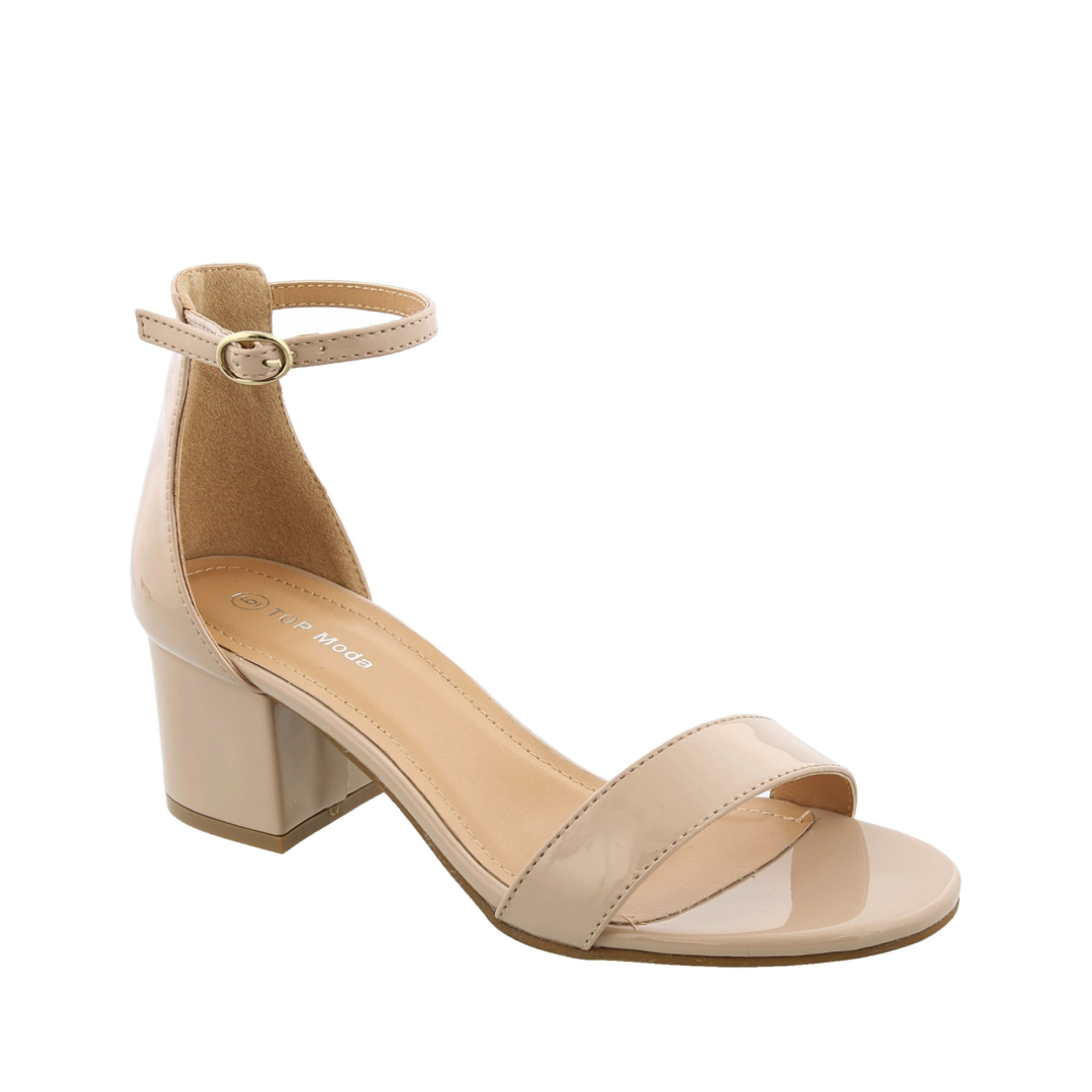 Ankle Strap Block Heel Sandal (NUDE)