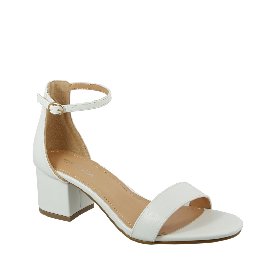 Ankle Strap Block Heel Sandal (WHITE)