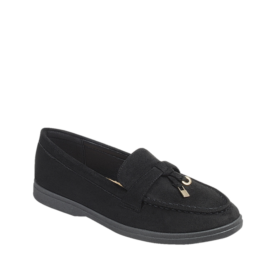 Faux Suede Dress Loafer (BLACK)