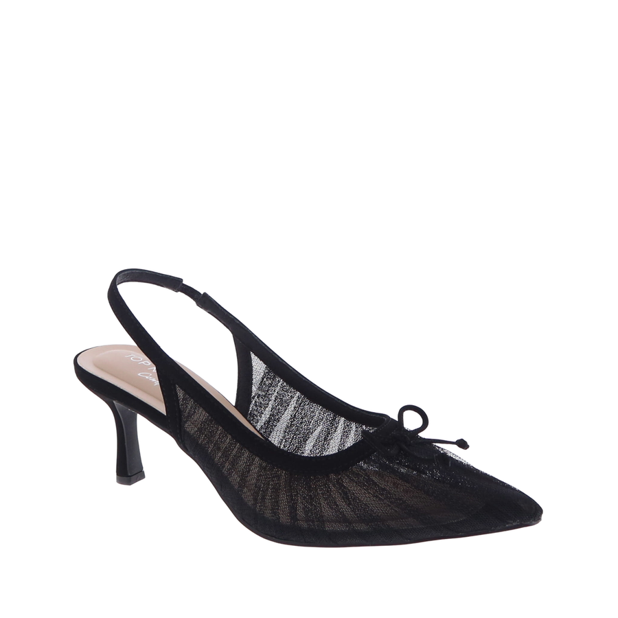 Tulle Slingback Bow Pump (BLACK)