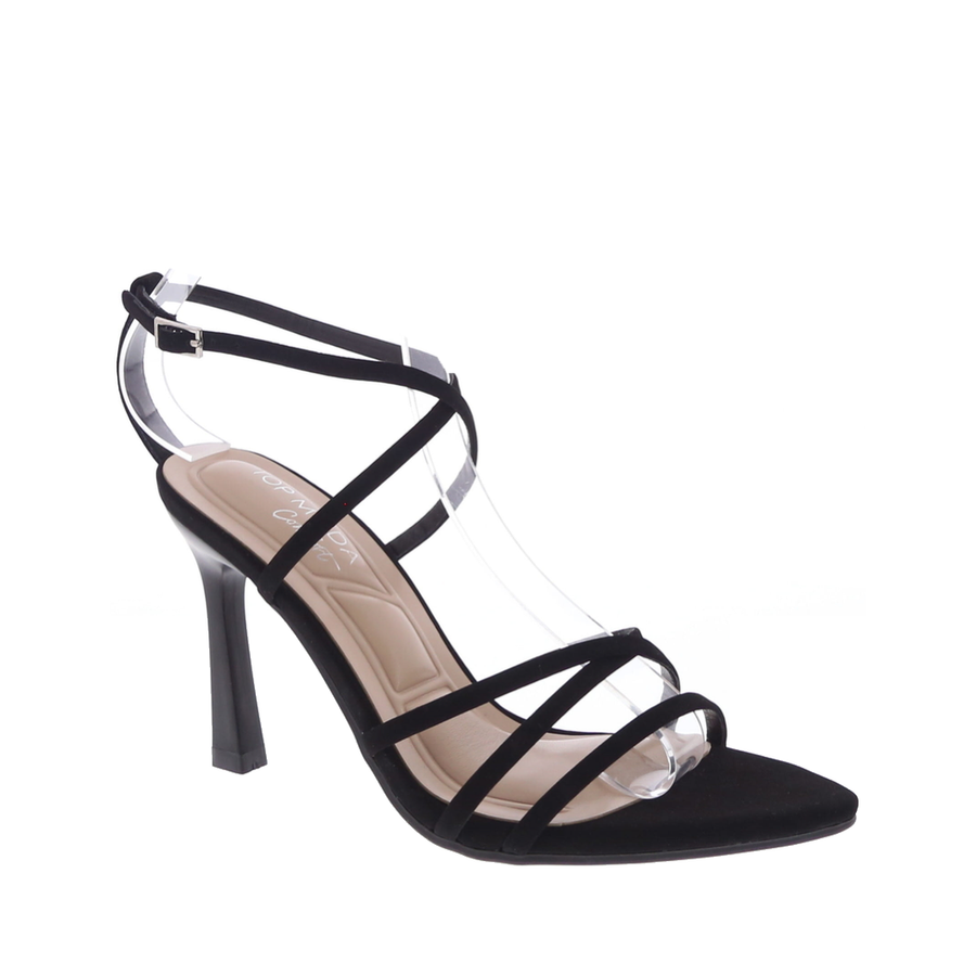 Strappy Stiletto Pointed Dress Sandal (BLACK)