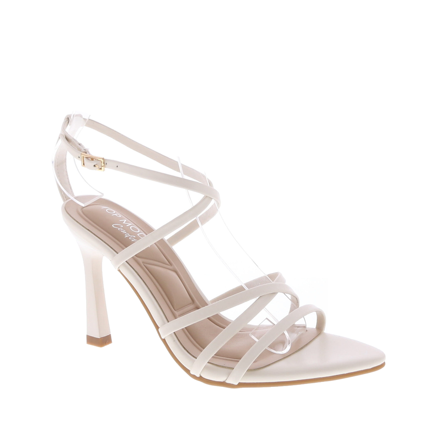Strappy Stiletto Pointed Dress Sandal (IVORY)
