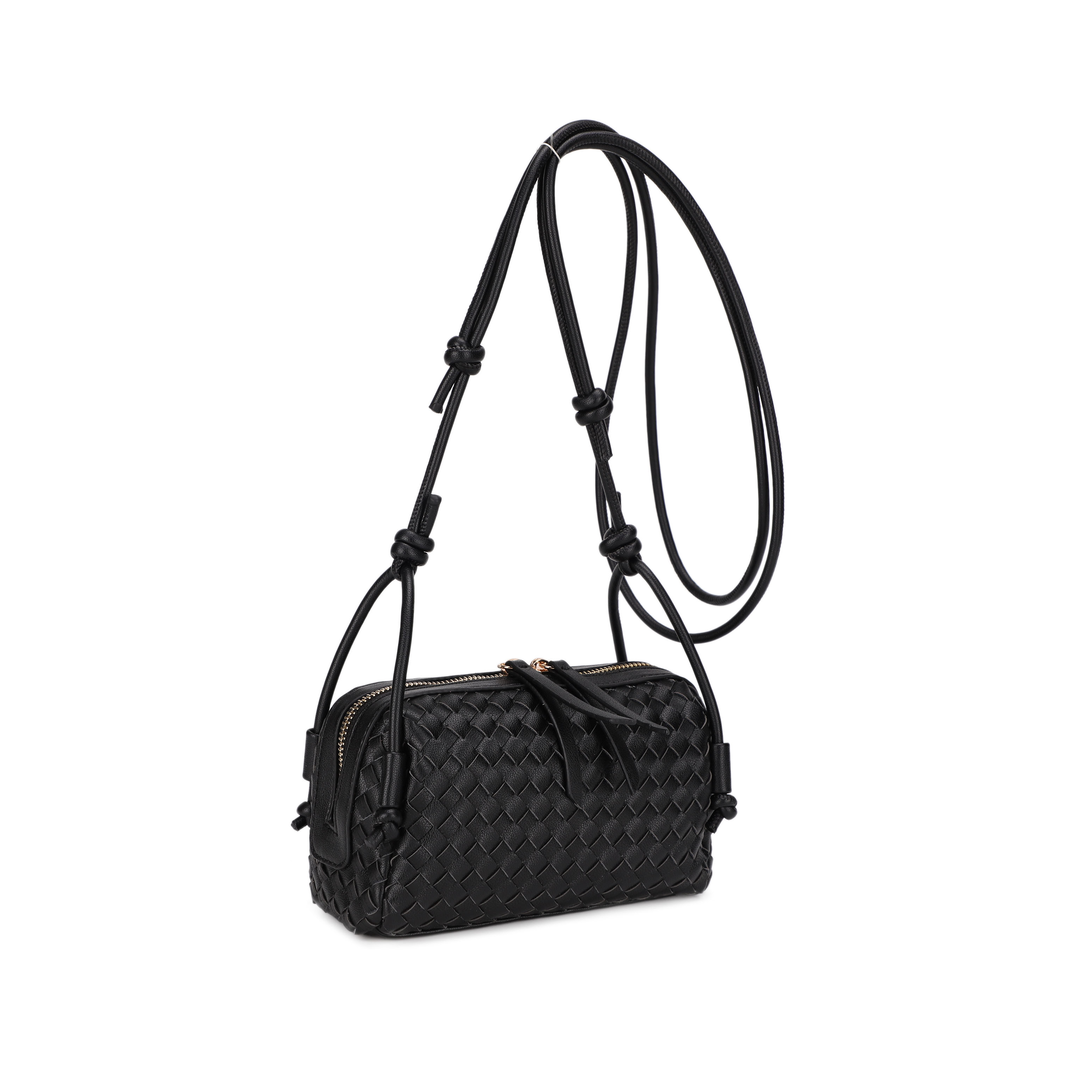Woven Knotted Crossbody Bag (BLACK)