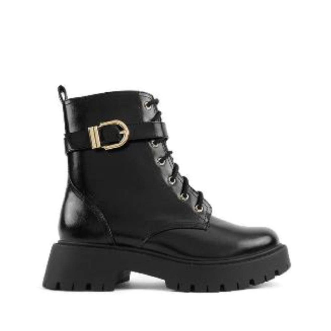 Side Buckle Platform Combat Boot (BLACK)