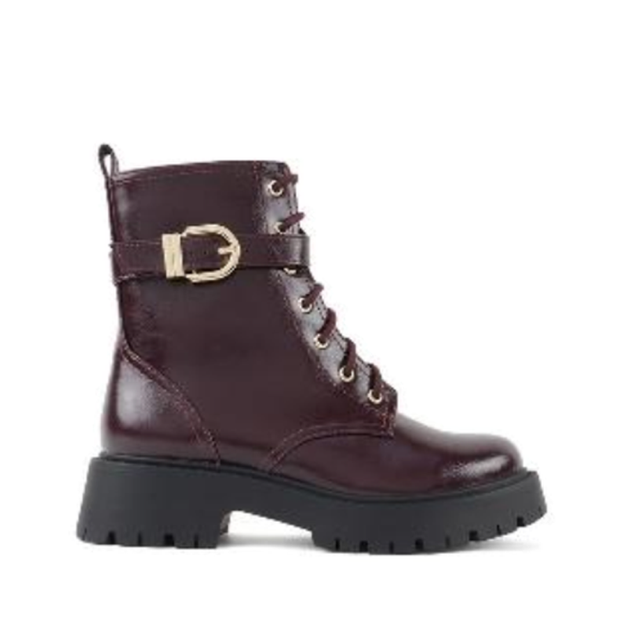 Side Buckle Platform Combat Boot (WINE)