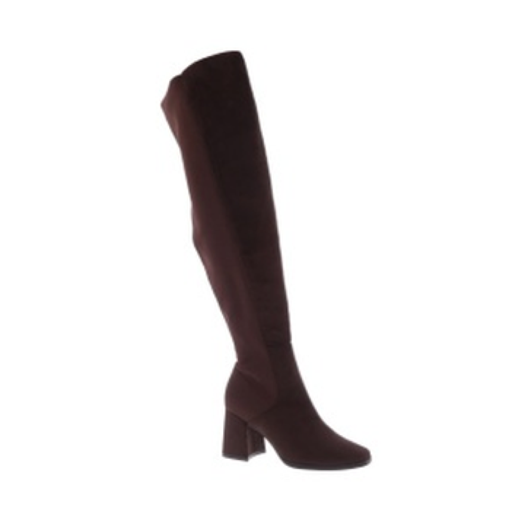Mid-Block Heel Thigh-High Dress Boot (BROWN)