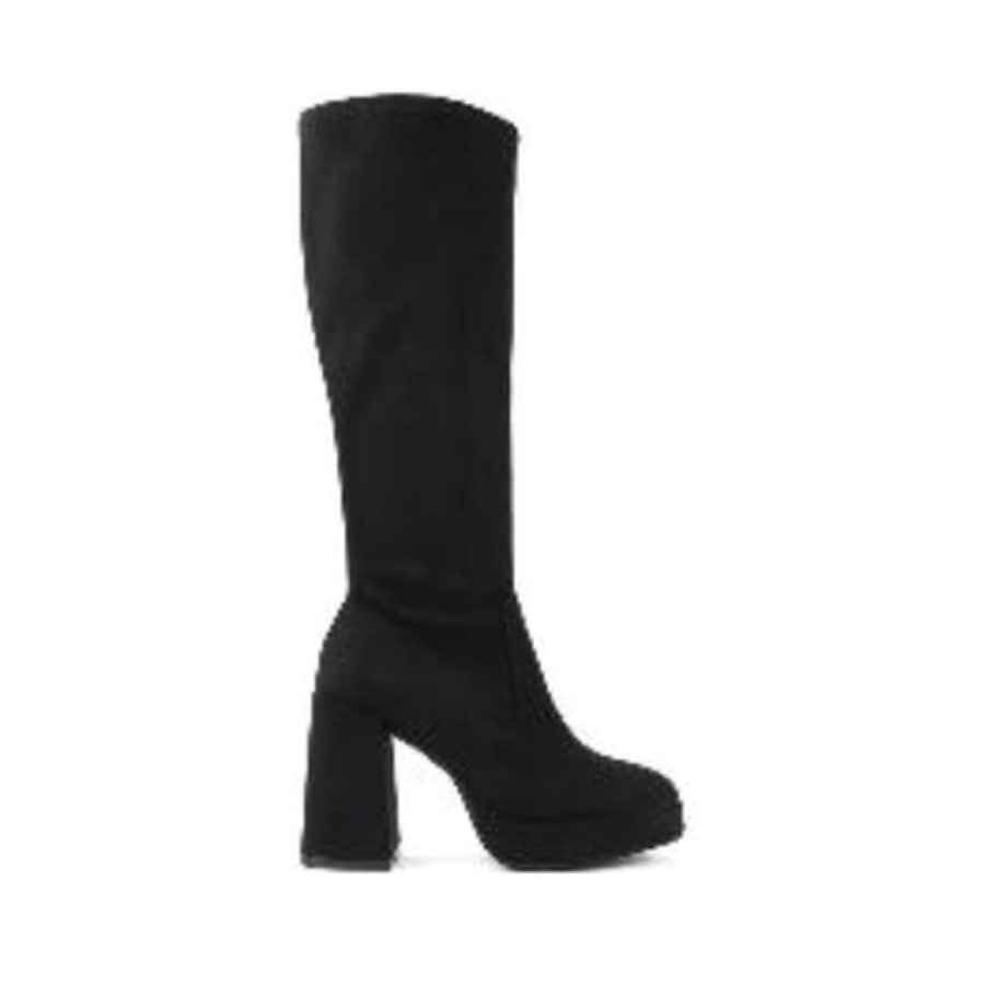 Suede Platform Knee High Dress Boot (BLACK)