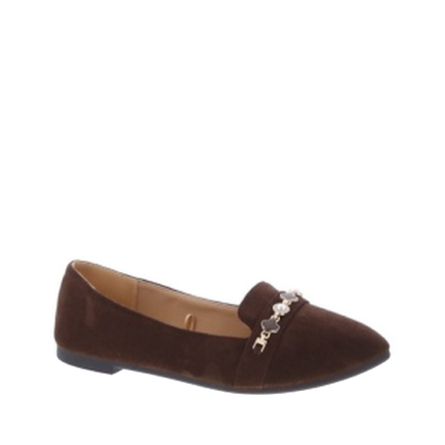 Clover Chain Dress Loafer Flat (BROWN)