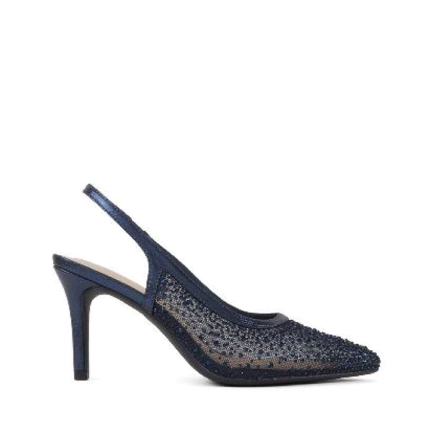 Rhinestone Mesh Slingback Dress Pump (BLUE)
