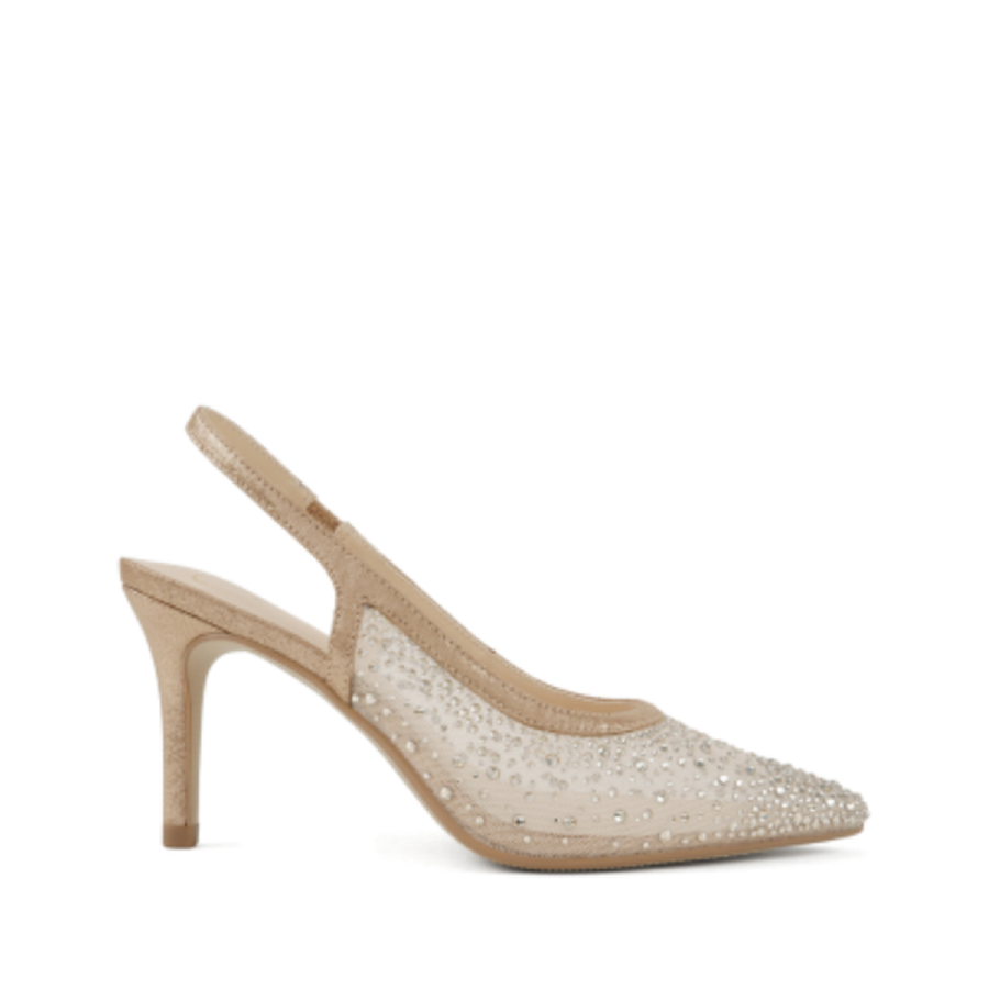 Rhinestone Mesh Slingback Dress Pump (ROSE GOLD)