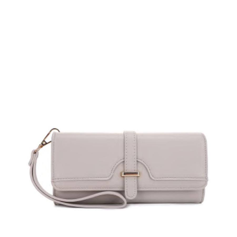 Strap Accent Large Clutch Wristlet (GREY)