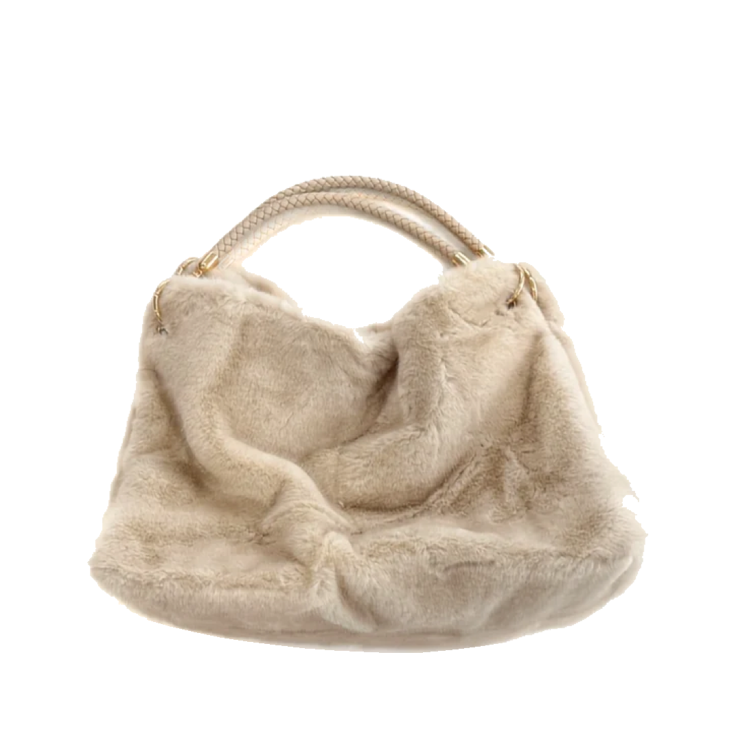 Faux Fur Shoulder Tote Bag (BEIGE)
