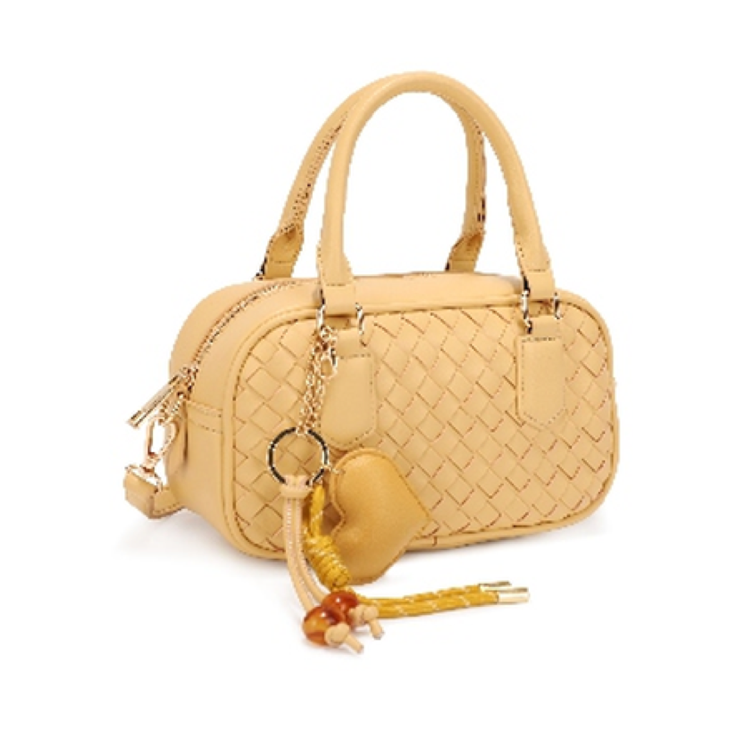 Oval Woven Texture Mini Crossbody Bag (BEIGE YELLOW)