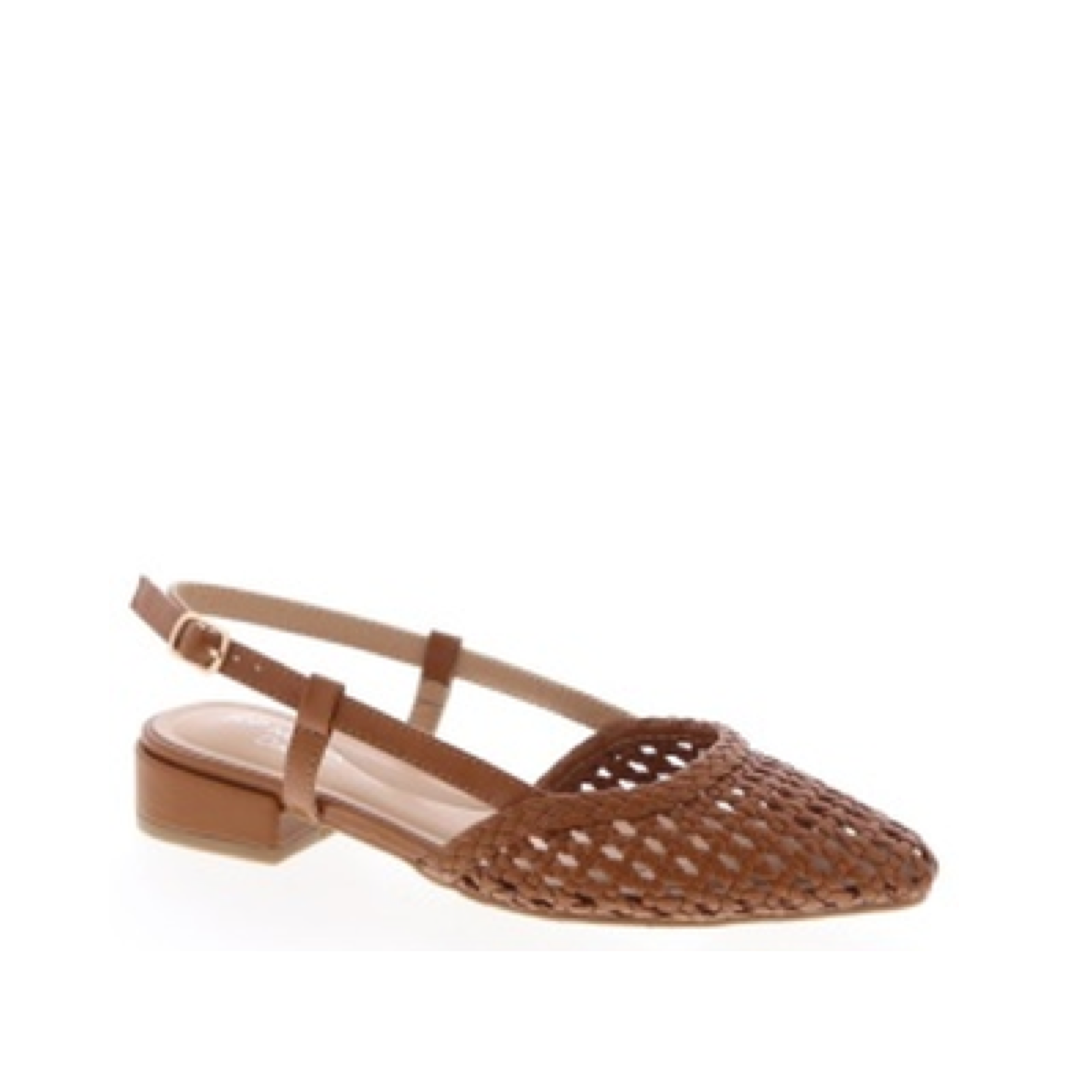 Braided Laser Cut Slingback Flat (TAN)