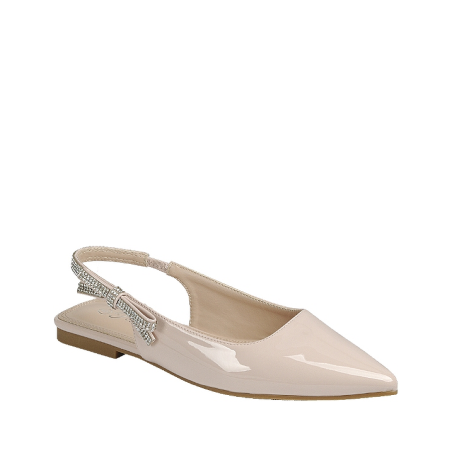 Rhinestone Side Bow Slingback Flat (NUDE)