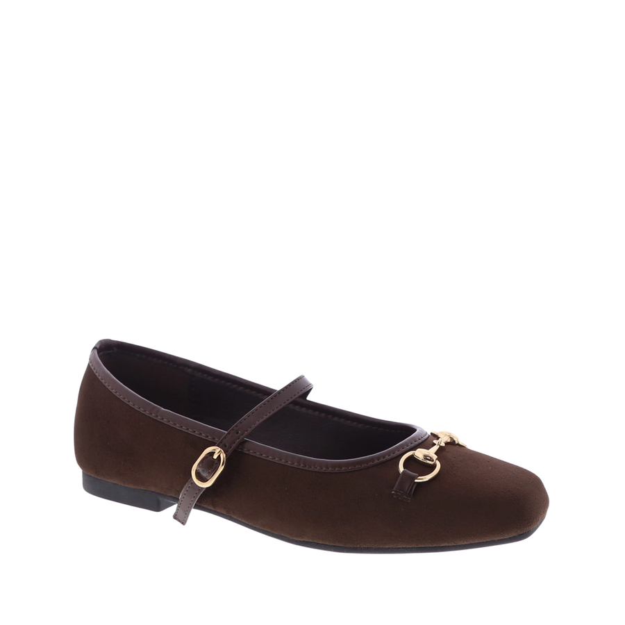 Horse Bit Mary Jane Flat (BROWN)