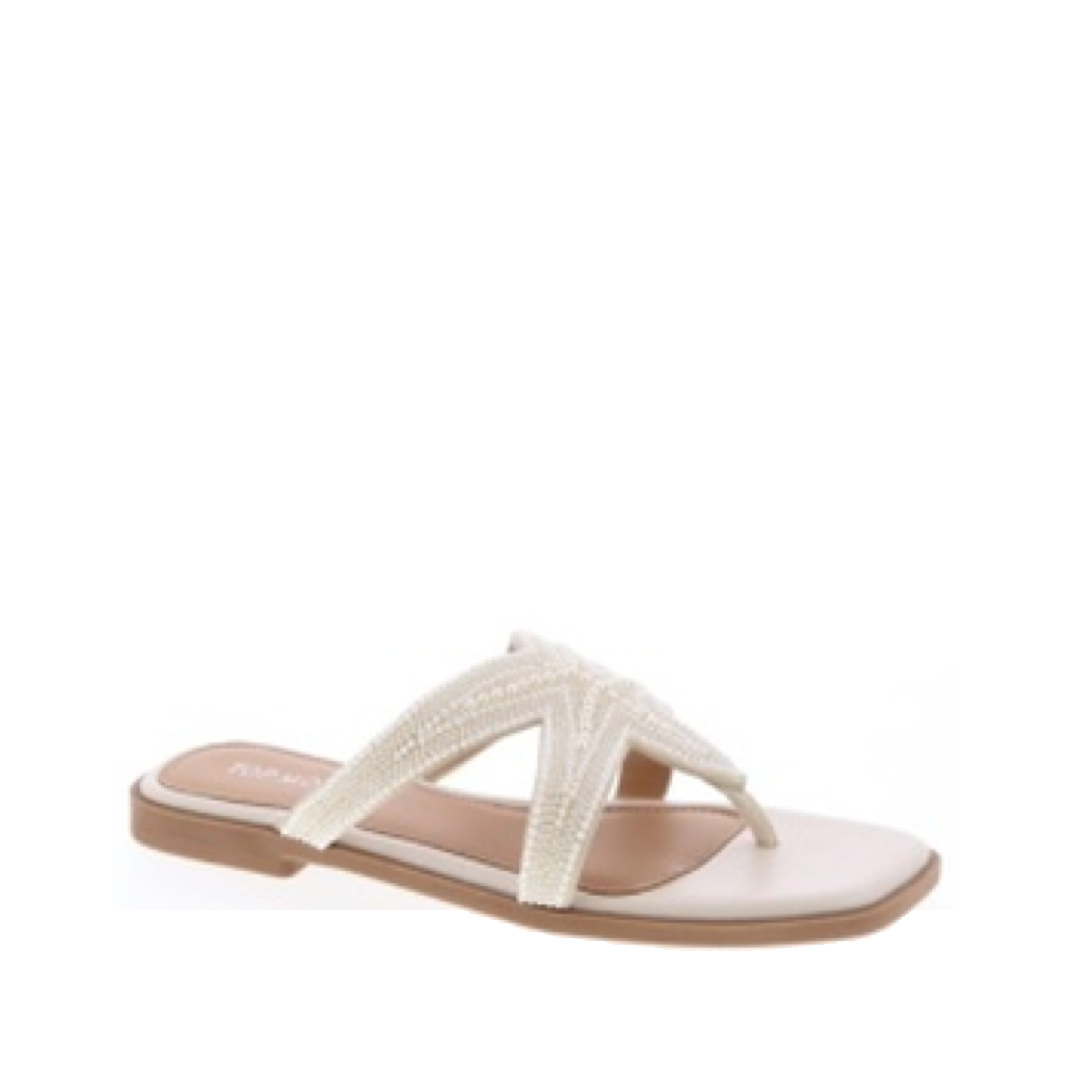 Beaded Star Flip-Flop Sandal (IVORY)