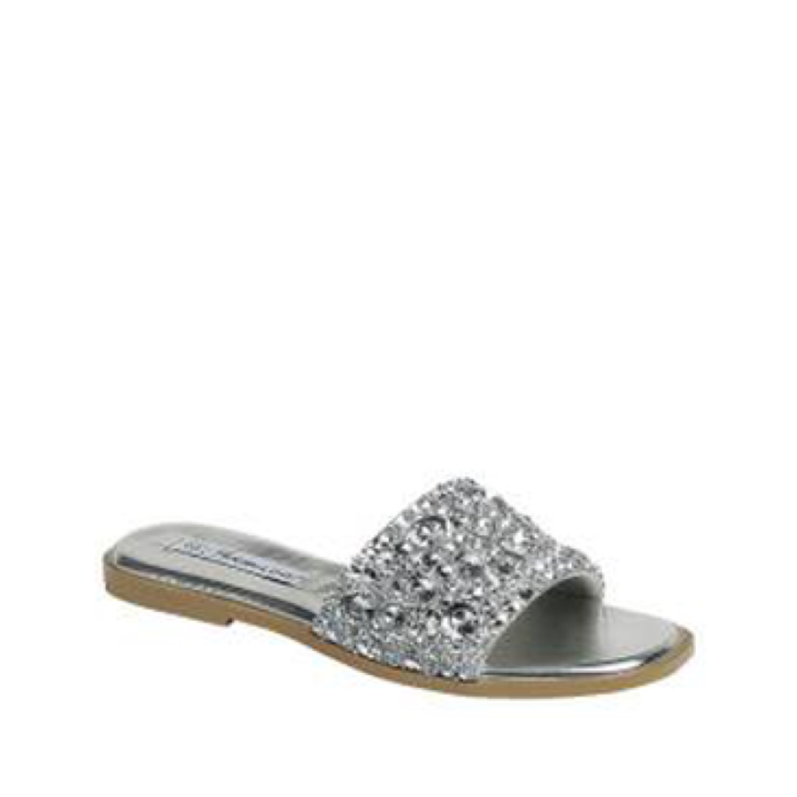 Gemstone Metallic Slip-On Sandal (SILVER)