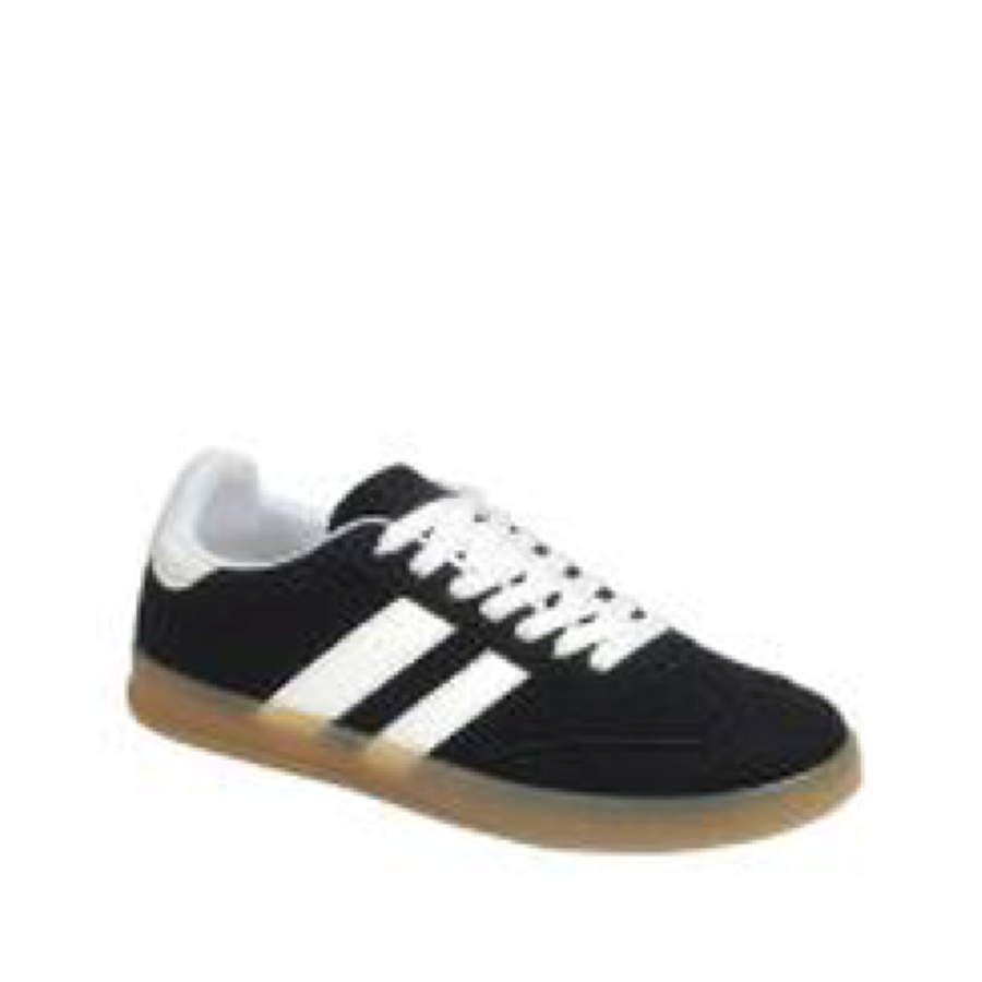 Color Block Lace-Up Sneaker (BLACK/WHITE)