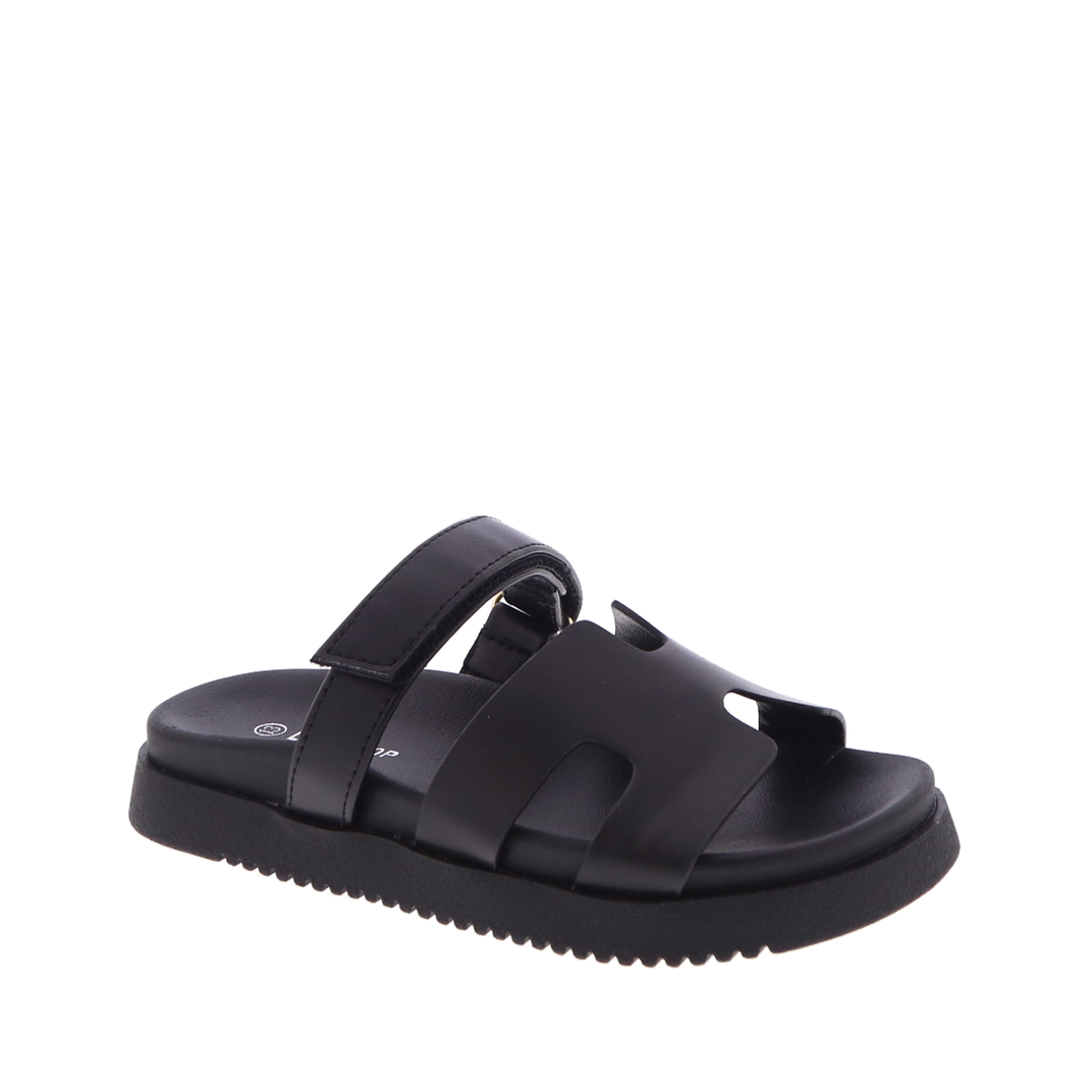 H-Strap Velcro Slip-On Kids Sandal (BLACK)