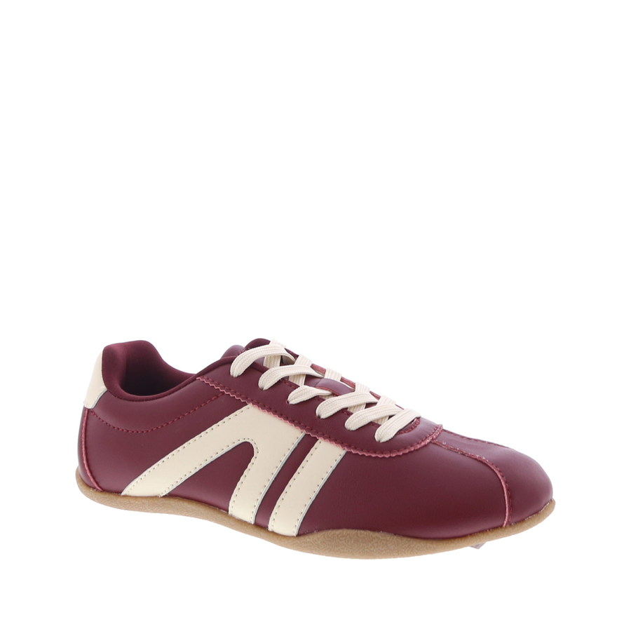 Lace Up Slim Color Block Sneaker (WINE)