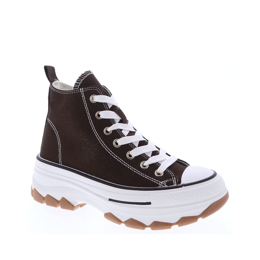 Canvas Lace Up Sporty Sneaker (BROWN)