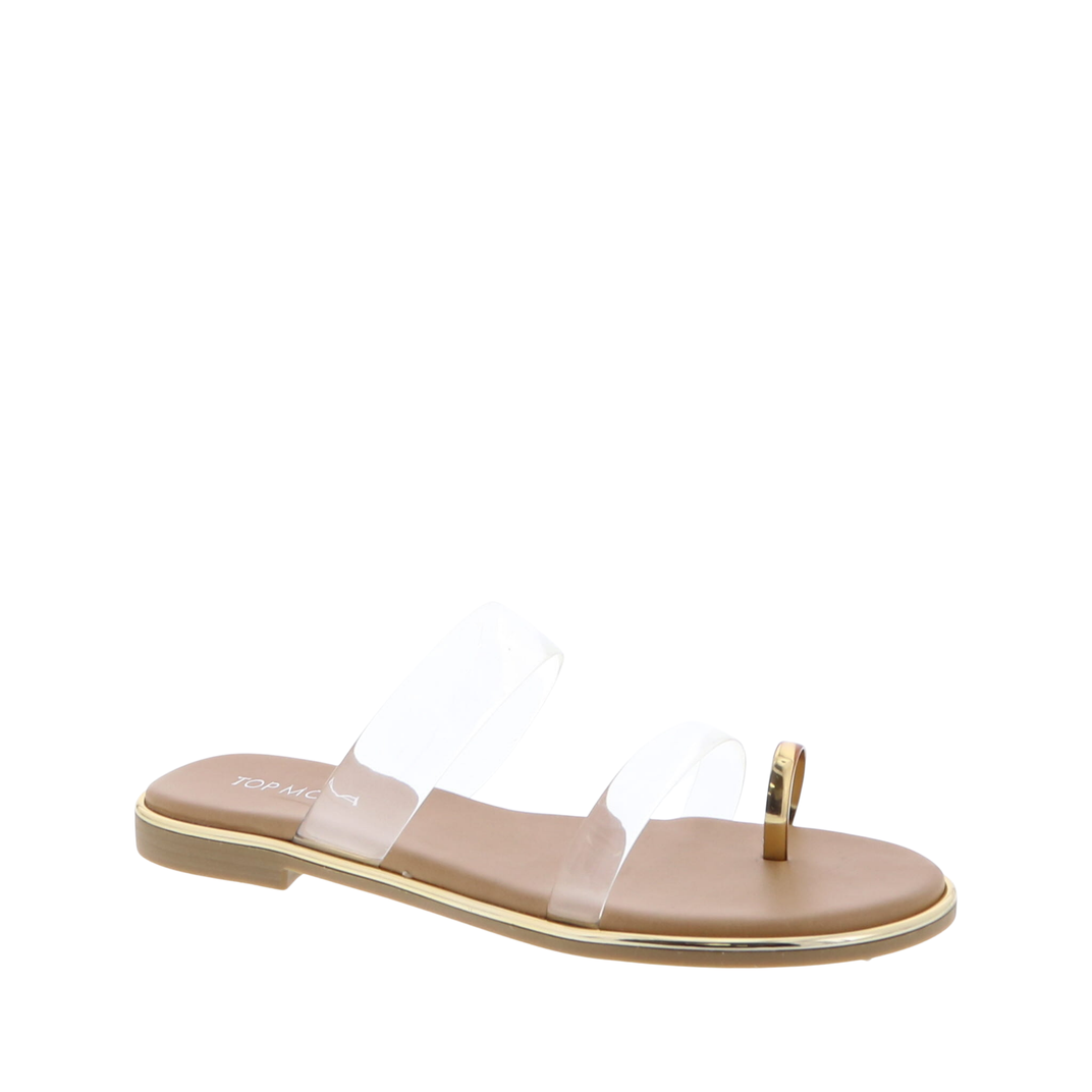 Metallic Toe Ring Clear Slip-On Sandal (CLEAR)