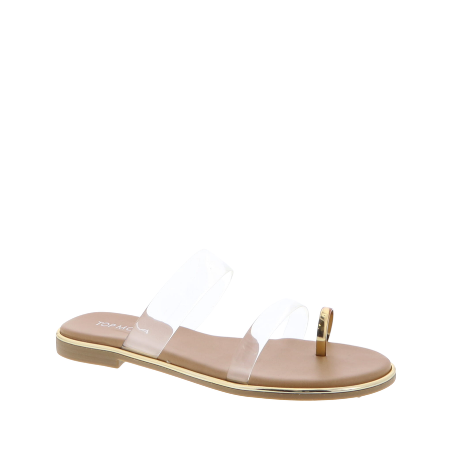 Metallic Toe Ring Clear Slip-On Sandal (CLEAR)