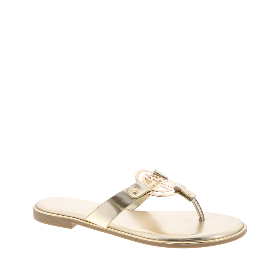 Medallion T-Strap Sandal (GOLD)