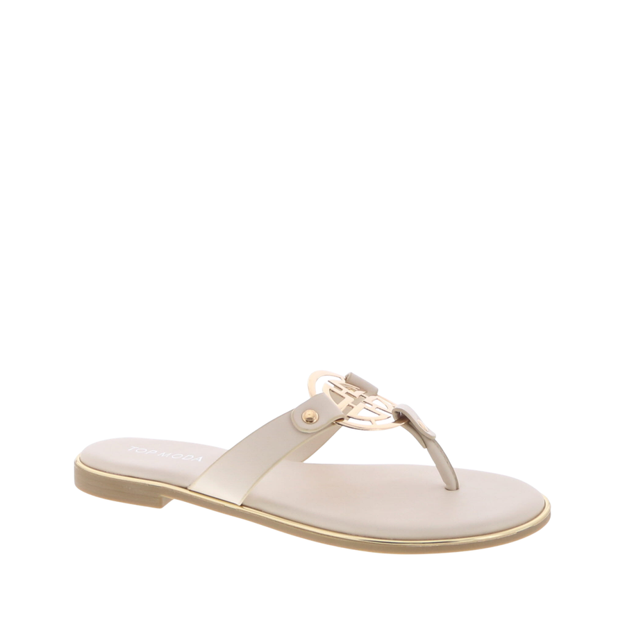 Medallion T-Strap Sandal (IVORY)