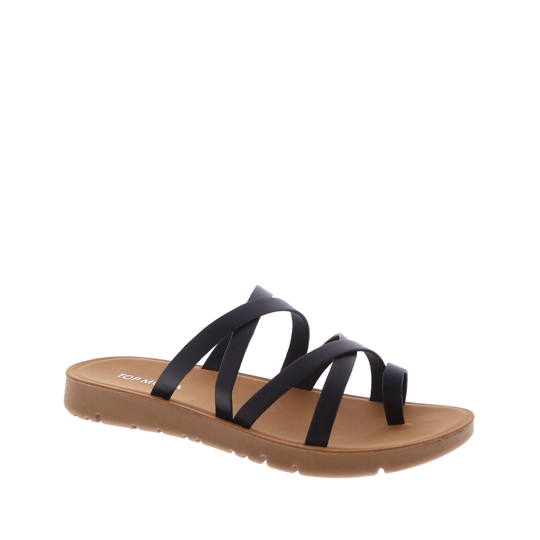Multi Slim Strap Slip-On Sandal (BLACK)