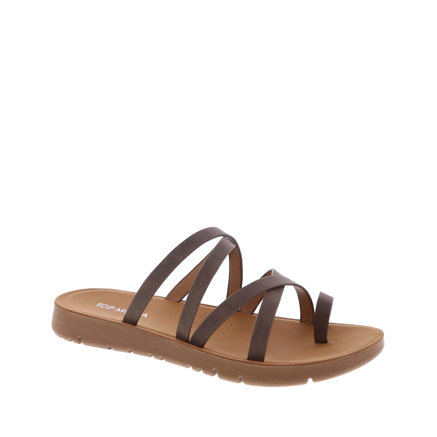 Multi Slim Strap Slip-On Sandal (MOCHA)