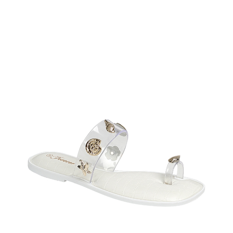 Clear Seashell Straps Toe Ring Sandal (CLEAR)