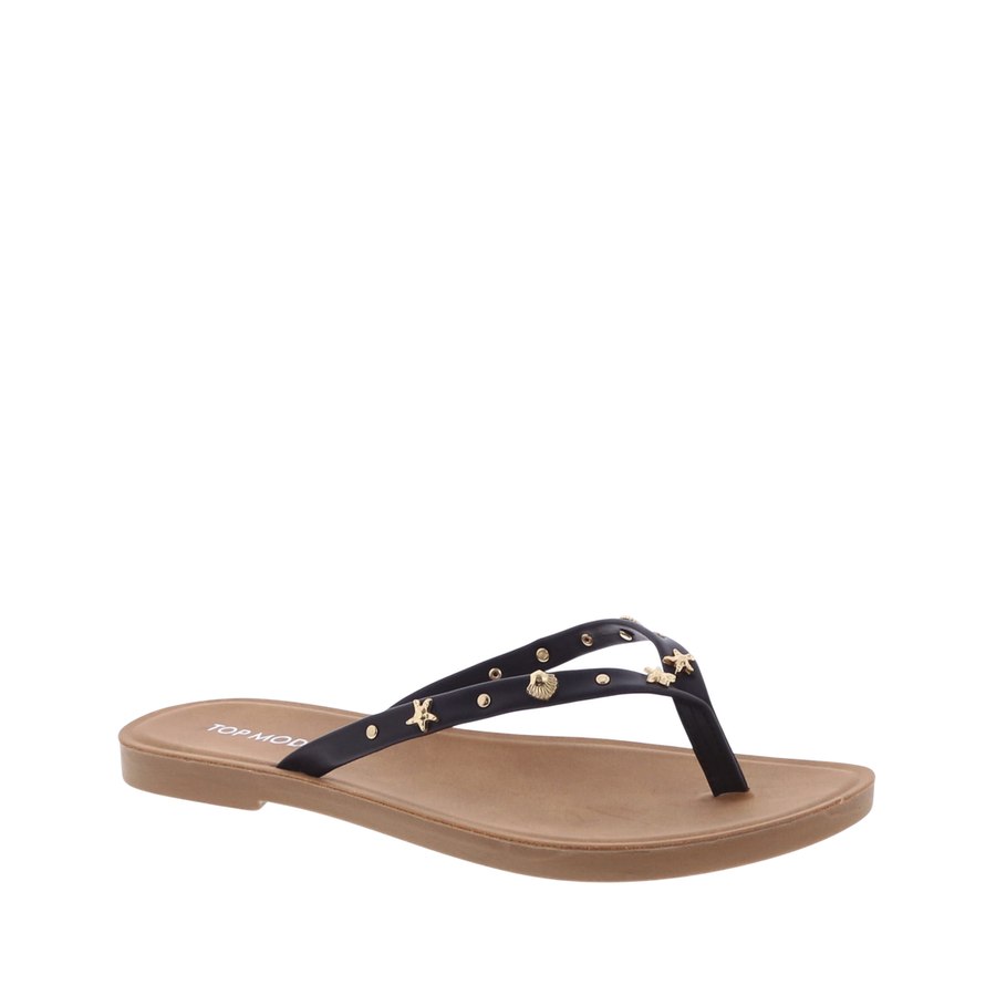 Mini Seashell Flip Flop Sandal (BLACK)