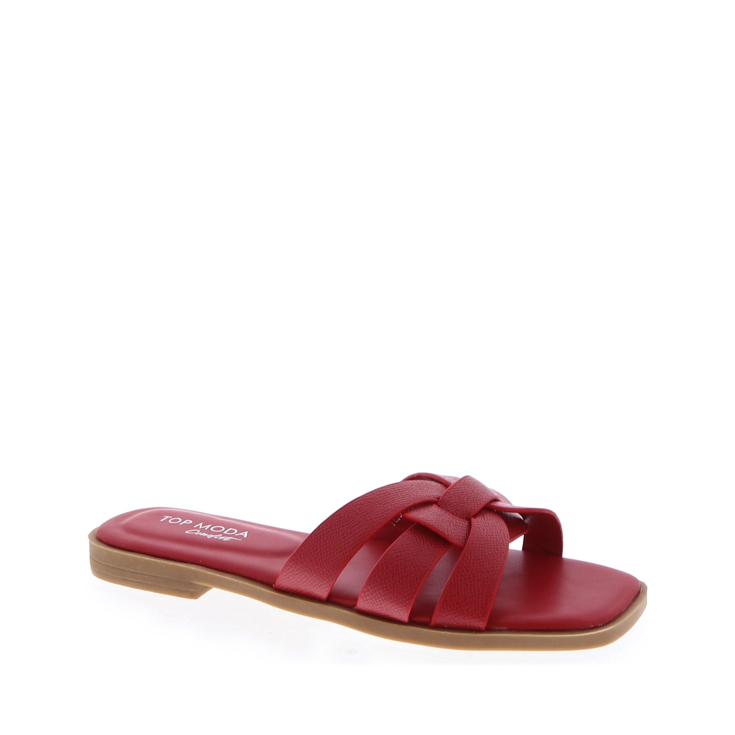 Woven Strap Slide Sandal (RED)