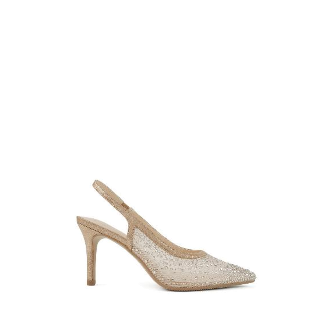 Rhinestone Mesh Slingback Dress Pump (GOLD)