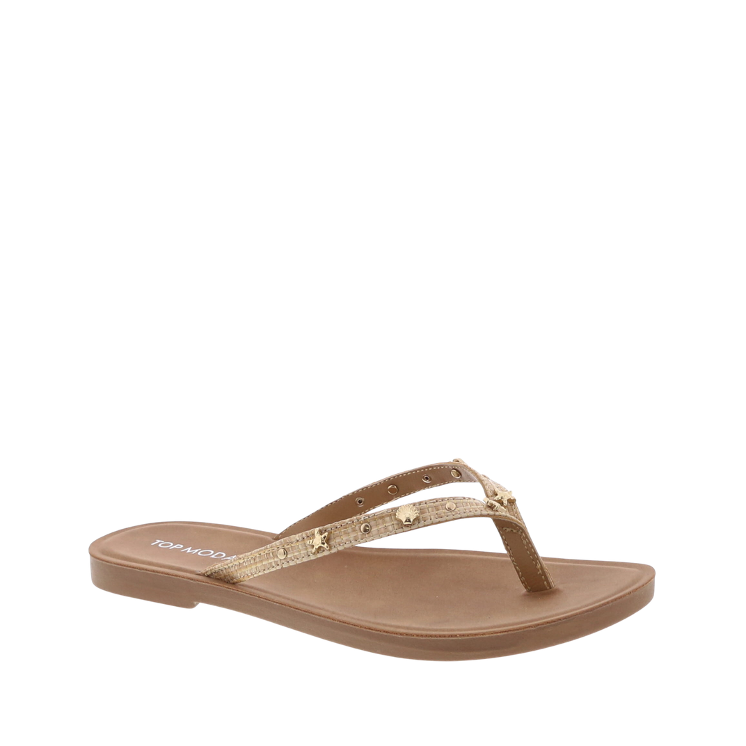 Mini Seashell Flip Flop Sandal (BEIGE)