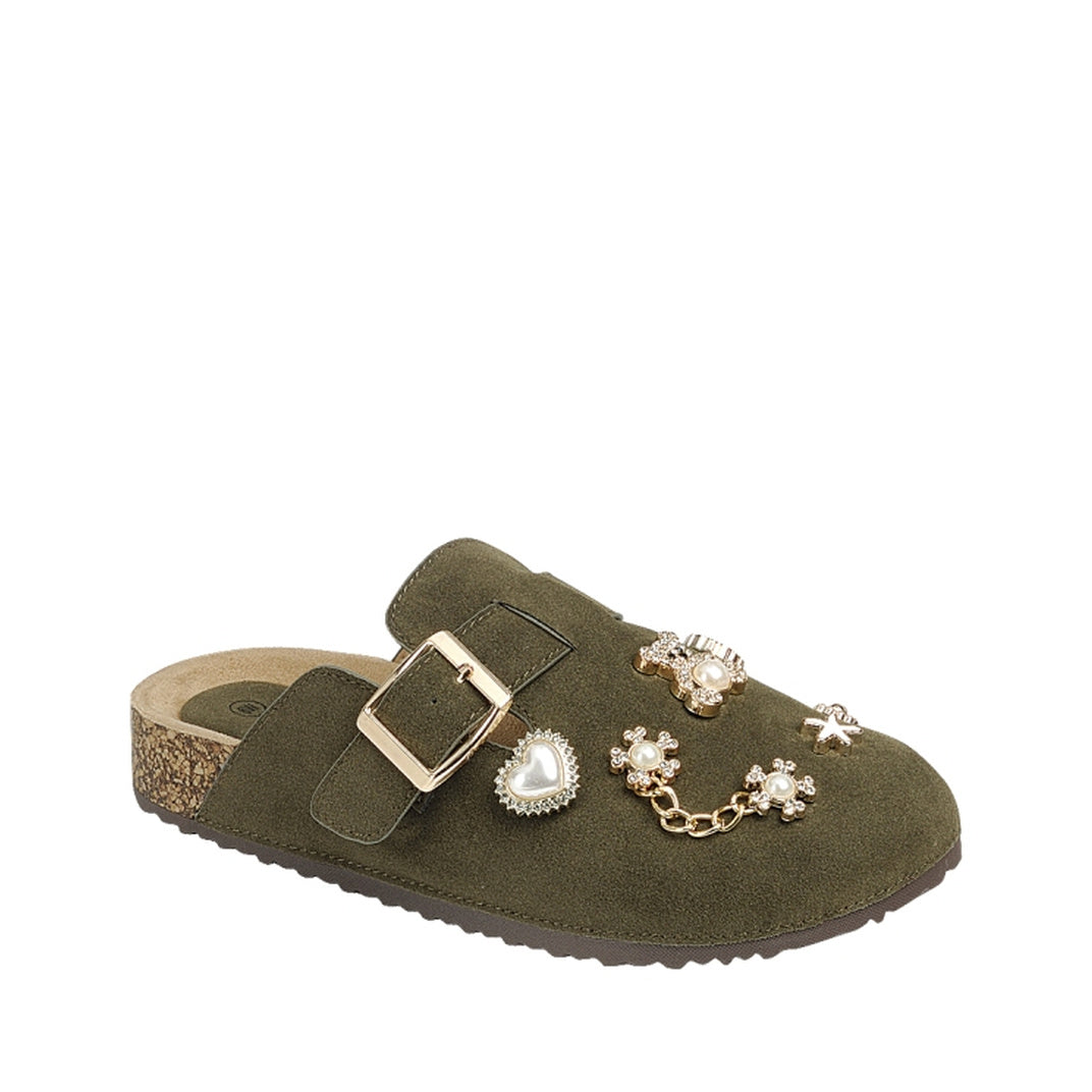 Charm Buckled Clog Flat (OLIVE)