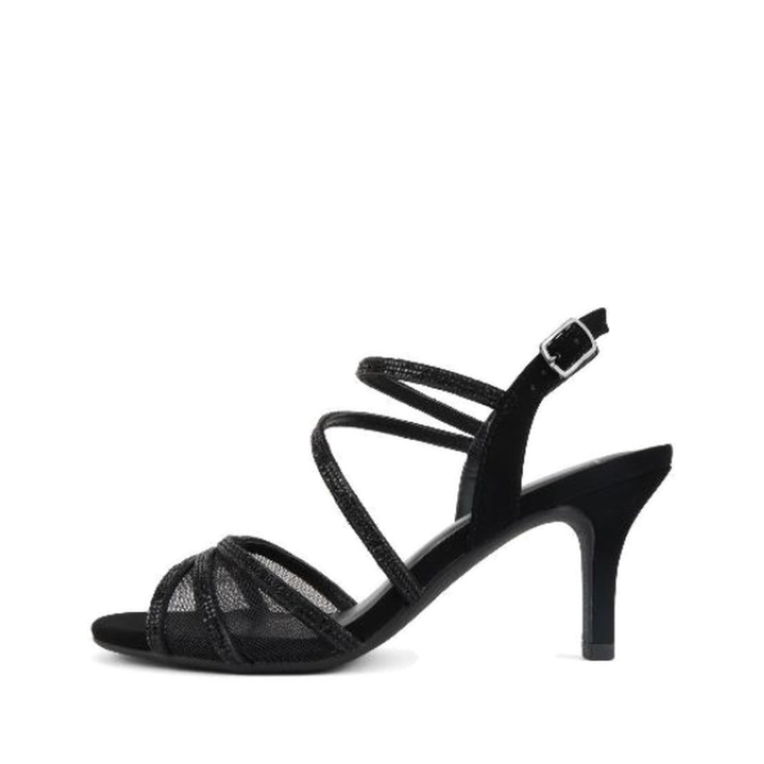 Elegant Mesh Kitten Heel Dress Sandal (BLACK)