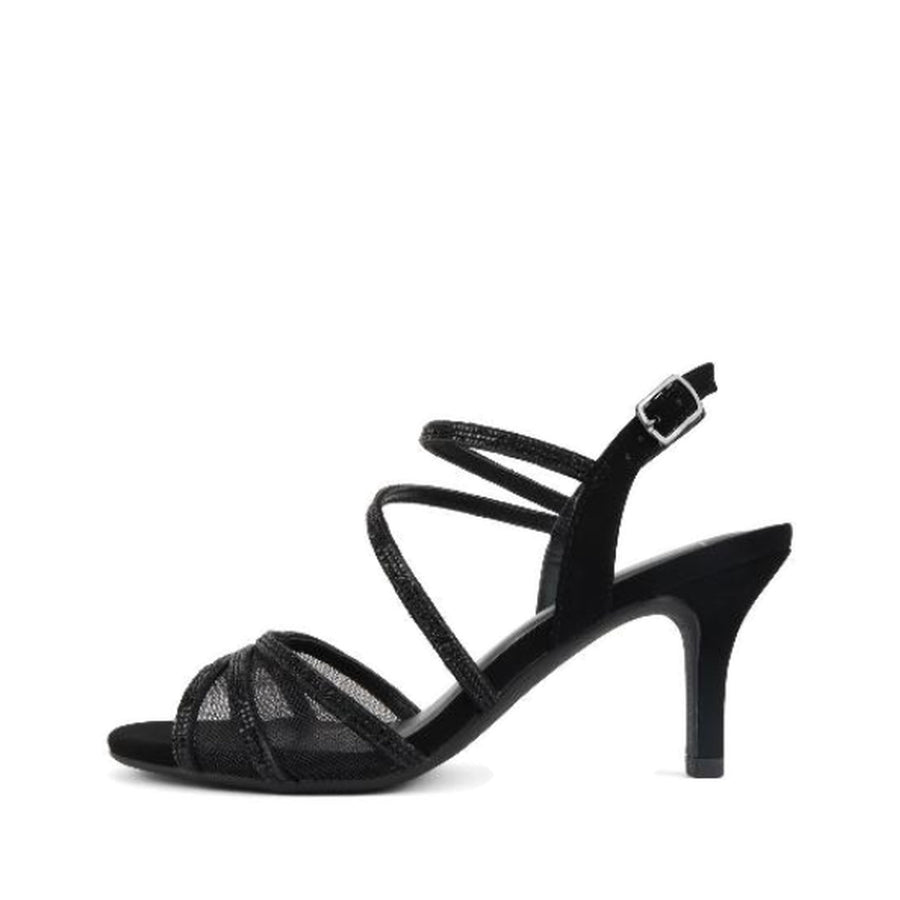 Elegant Mesh Kitten Heel Dress Sandal (BLACK)