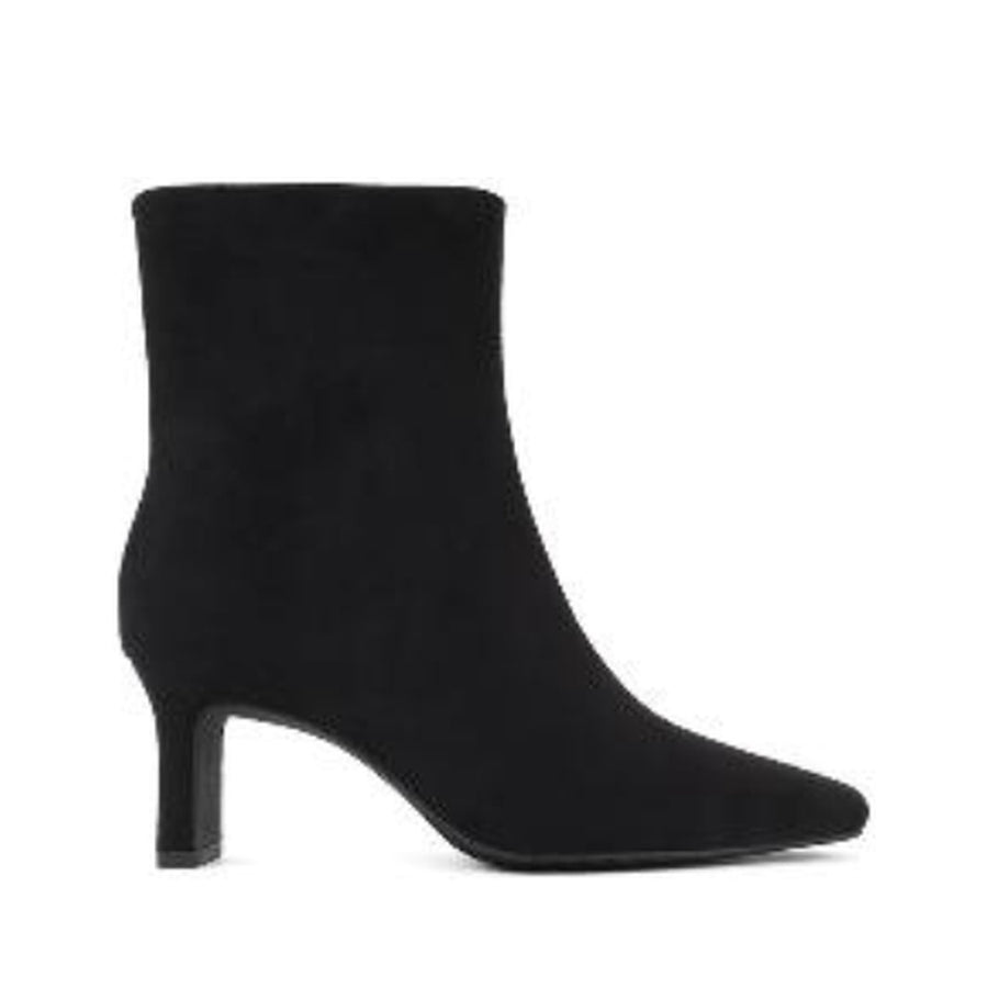 Square Toe Block Heel Ankle Boot (BLACK)