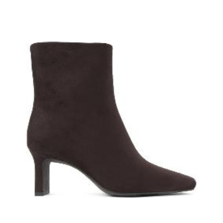 Square Toe Block Heel Ankle Boot (BROWN)