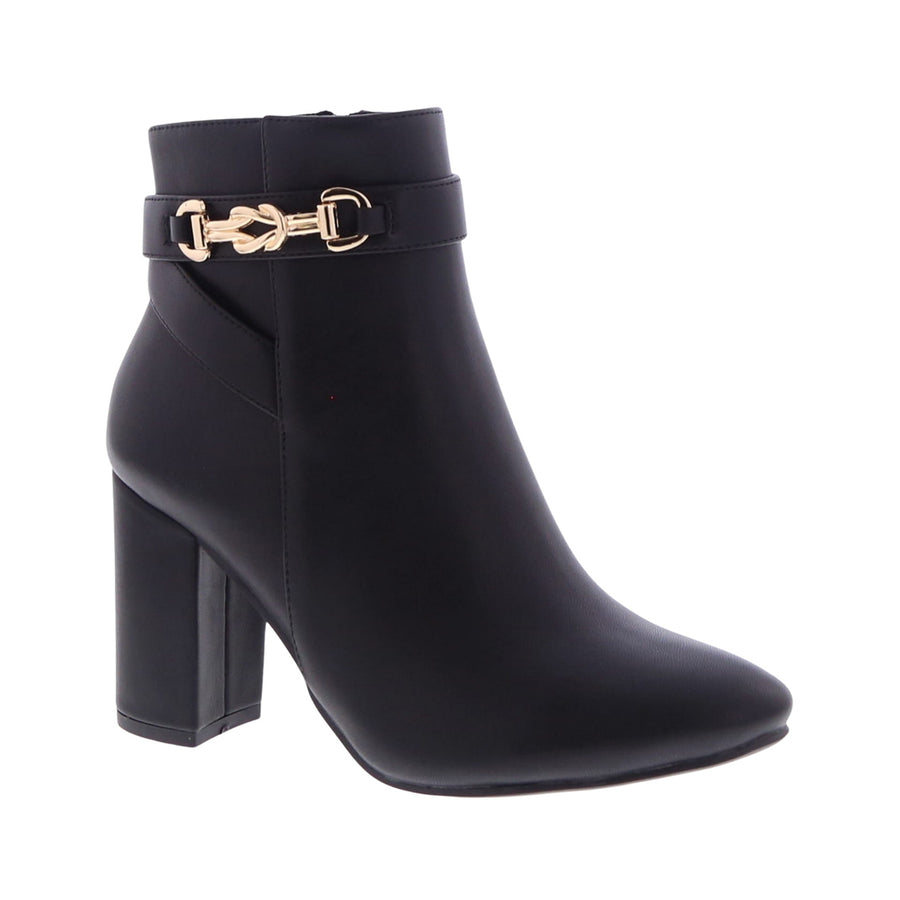 Knotted Buckle Ankle Heel Bootie (BLACK)