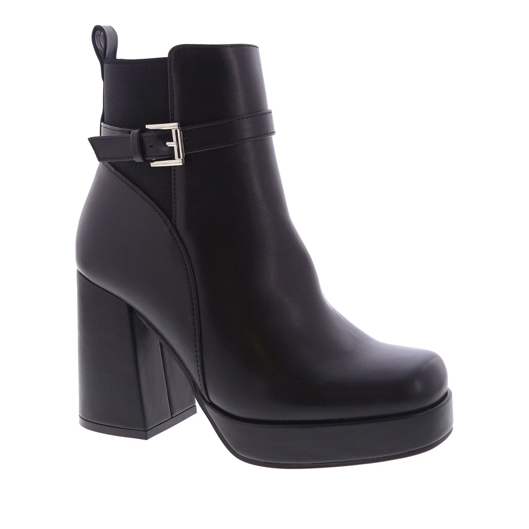 High Platform Elastic Buckle Bootie (BLACK)