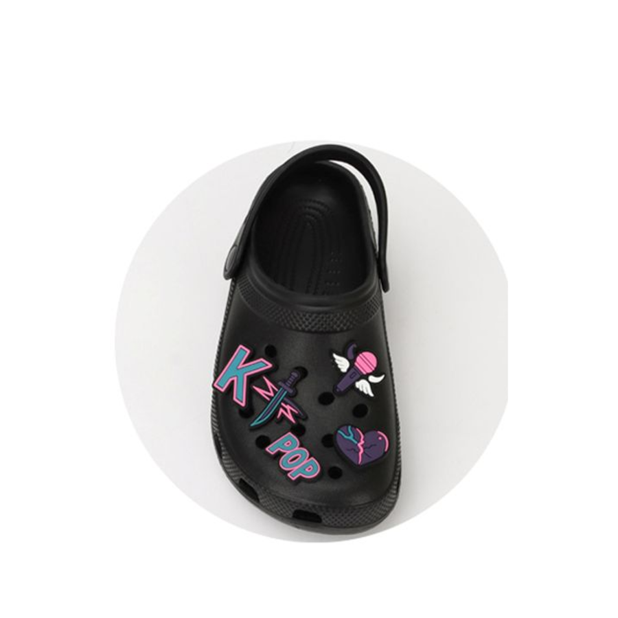 K-Pop Charm Kids Clogs (BLACK)
