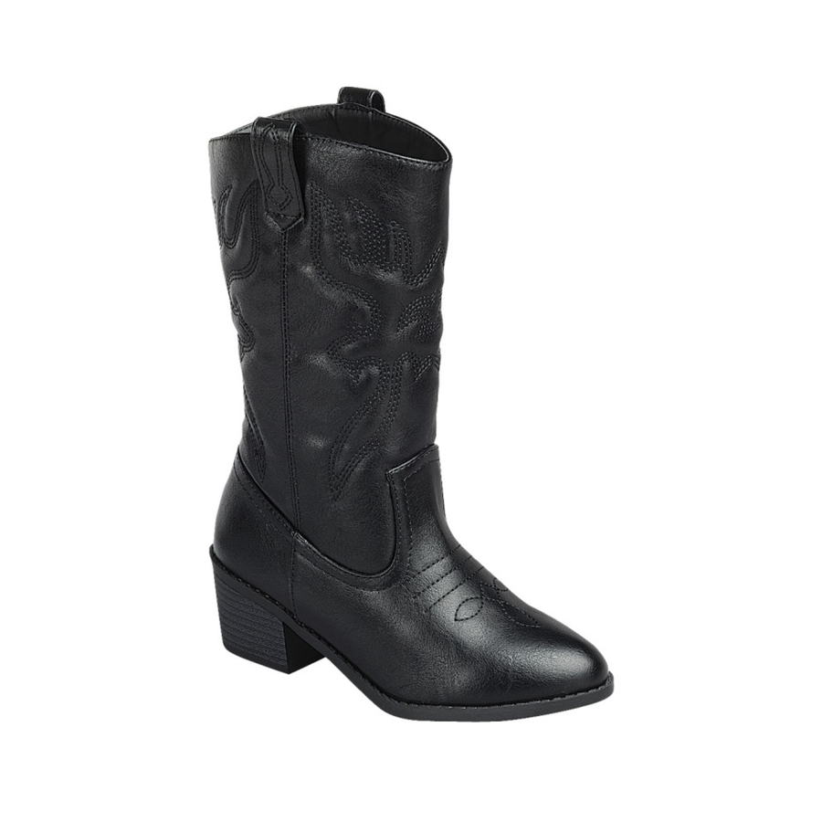 Embroidered Western Kids Boot (CHARCOAL)